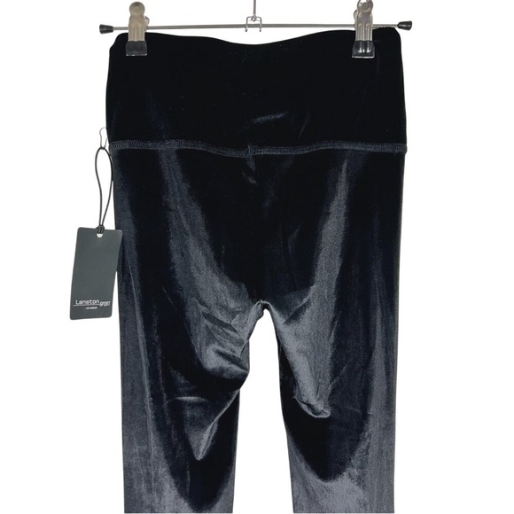 Lanston Sport Velour Velvet Black High-Waisted Leggings Luxe Whimsygoth Glam - Picture 9 of 10